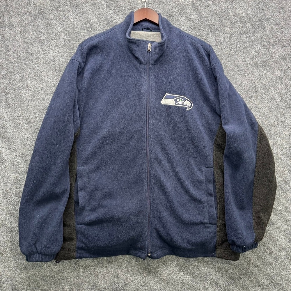 Seattle Seahawks Fleece Jacket Mens Size XXL Blue NFL GIII Apparel Full Zip Warm